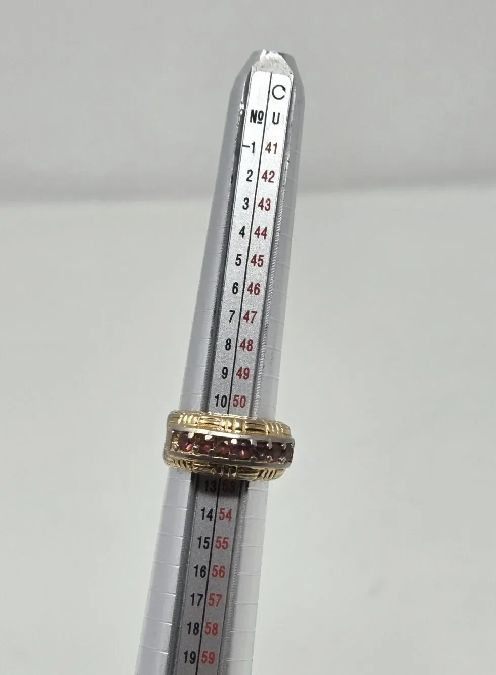 925 Sterling Silver Gold Plated Garnet CZ Channel Set Ring‎ Wide Band Mens...
